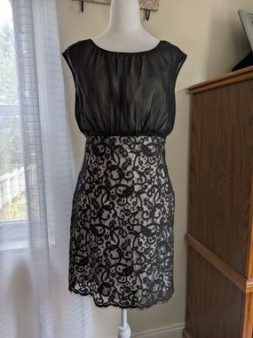 Max Studio Black Lace-Overlay Dress